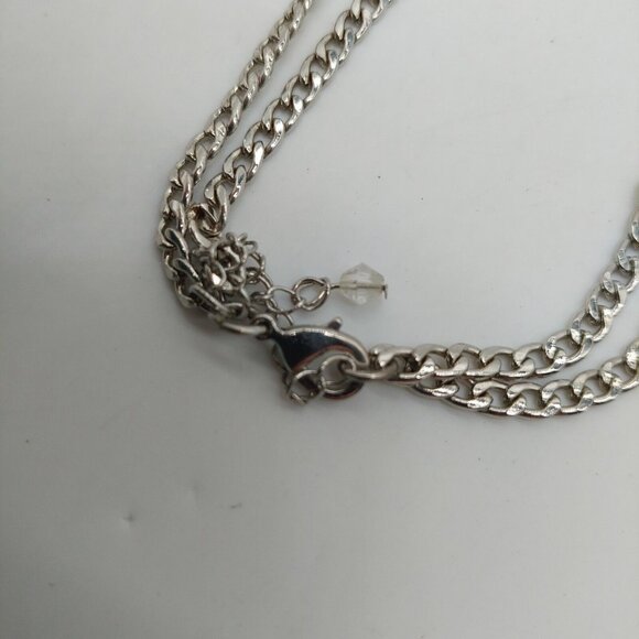 Silvertone Necklace Statement Large Pendant Choker - Picture 7 of 9